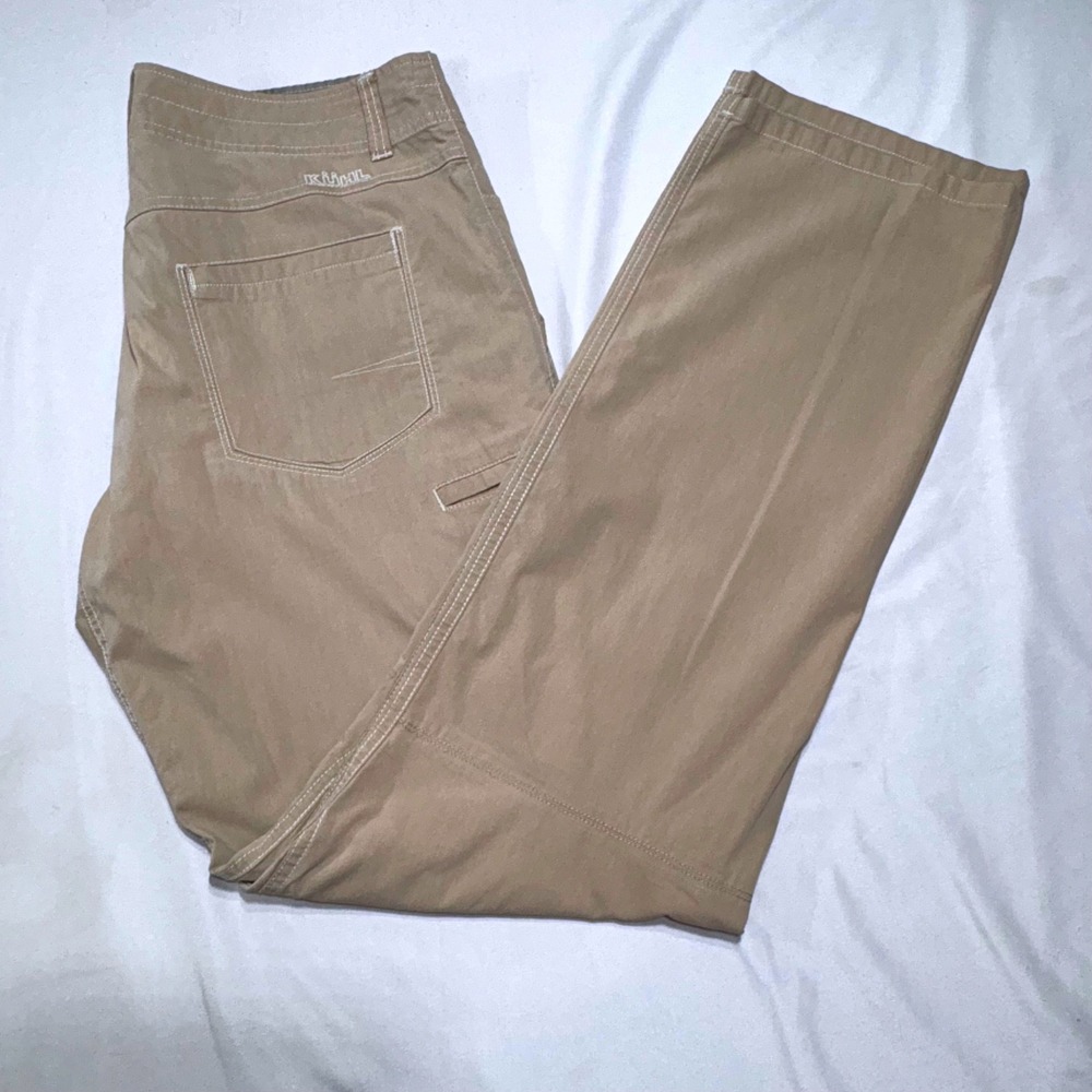 Kuhl Slax Pants Mens 36x34 Khaki Klassik Fit Enduro Fabric Hiking Tech Chino